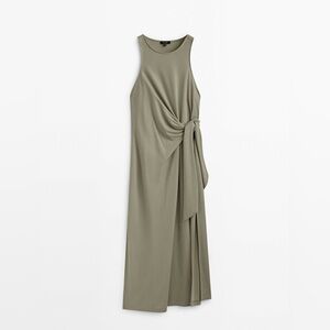 Massimo Dutti Midi Dress with Knot Detail